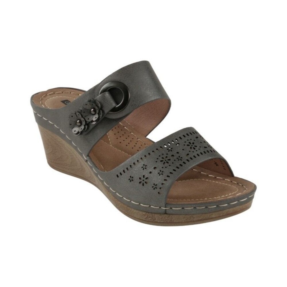 Good Choice Theresa Pewter Wedge Sandal Womens Size 6 194723080071